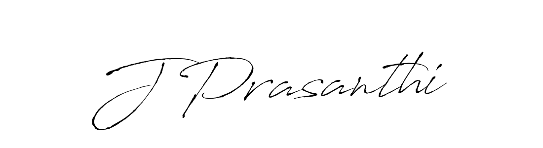 How to make J Prasanthi name signature. Use Antro_Vectra style for creating short signs online. This is the latest handwritten sign. J Prasanthi signature style 6 images and pictures png