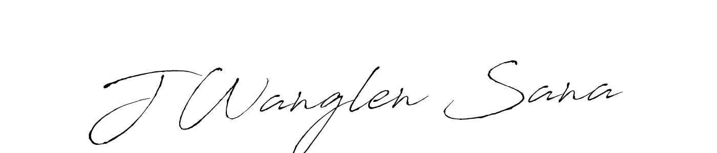 The best way (Antro_Vectra) to make a short signature is to pick only two or three words in your name. The name J Wanglen Sana include a total of six letters. For converting this name. J Wanglen Sana signature style 6 images and pictures png