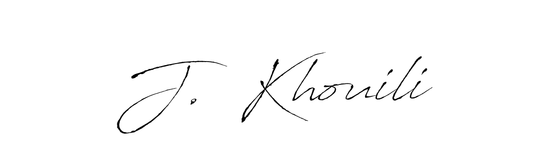 How to make J.  Khouili name signature. Use Antro_Vectra style for creating short signs online. This is the latest handwritten sign. J.  Khouili signature style 6 images and pictures png
