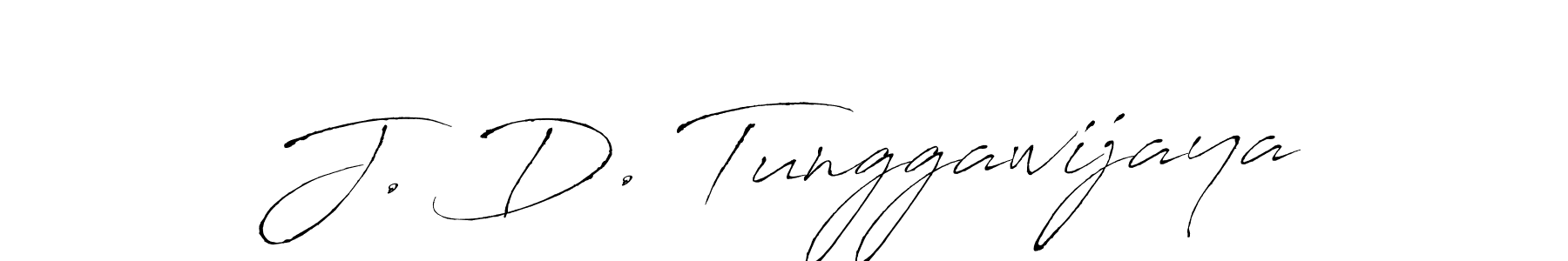 The best way (Antro_Vectra) to make a short signature is to pick only two or three words in your name. The name J. D. Tunggawijaya include a total of six letters. For converting this name. J. D. Tunggawijaya signature style 6 images and pictures png