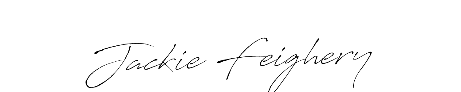 How to make Jackie Feighery name signature. Use Antro_Vectra style for creating short signs online. This is the latest handwritten sign. Jackie Feighery signature style 6 images and pictures png