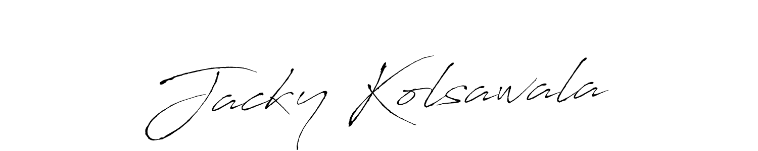 if you are searching for the best signature style for your name Jacky Kolsawala. so please give up your signature search. here we have designed multiple signature styles  using Antro_Vectra. Jacky Kolsawala signature style 6 images and pictures png