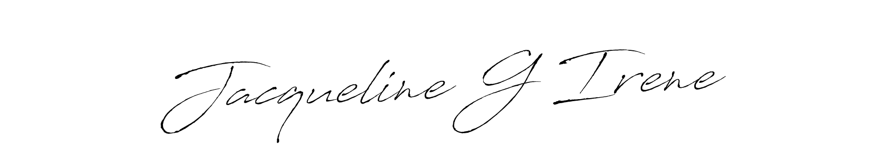 How to make Jacqueline G Irene name signature. Use Antro_Vectra style for creating short signs online. This is the latest handwritten sign. Jacqueline G Irene signature style 6 images and pictures png