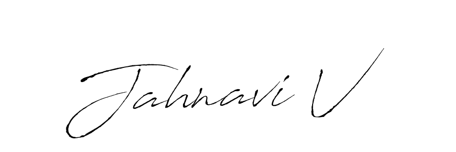 How to make Jahnavi V name signature. Use Antro_Vectra style for creating short signs online. This is the latest handwritten sign. Jahnavi V signature style 6 images and pictures png