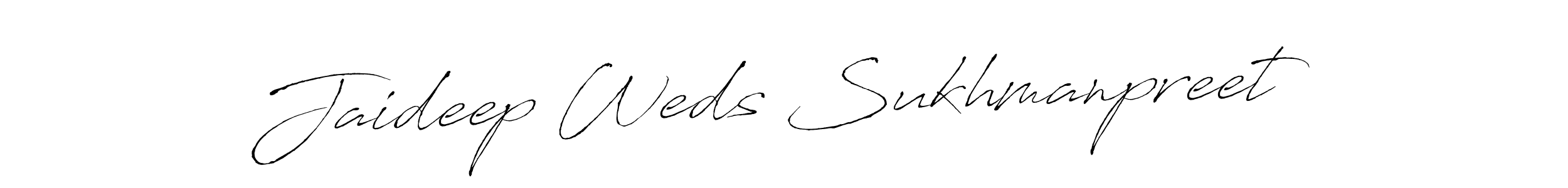 How to make Jaideep Weds Sukhmanpreet name signature. Use Antro_Vectra style for creating short signs online. This is the latest handwritten sign. Jaideep Weds Sukhmanpreet signature style 6 images and pictures png