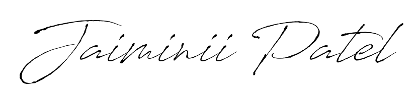 Discover how Jaiminii Patel looks in an executive cursive font (Antro_Vectra). Perfect for legal documents, invoices, and certificates. Jaiminii Patel signature style 6 images and pictures png
