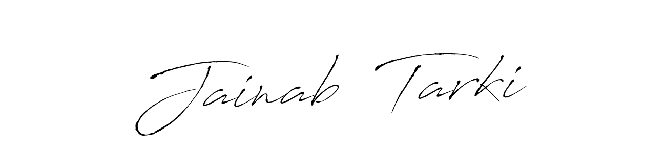 The best way (Antro_Vectra) to make a short signature is to pick only two or three words in your name. The name Jainab  Tarki include a total of six letters. For converting this name. Jainab  Tarki signature style 6 images and pictures png