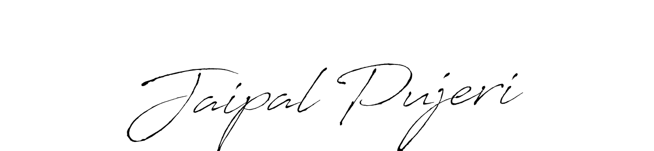 Jaipal Pujeri stylish signature style. Best Handwritten Sign (Antro_Vectra) for my name. Handwritten Signature Collection Ideas for my name Jaipal Pujeri. Jaipal Pujeri signature style 6 images and pictures png