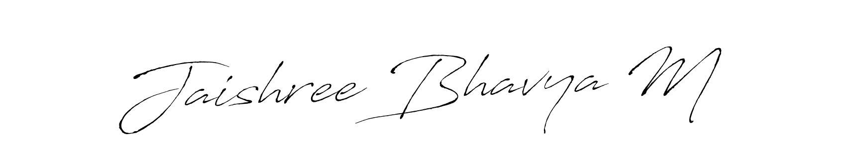 Make a beautiful signature design for name Jaishree Bhavya M. With this signature (Antro_Vectra) style, you can create a handwritten signature for free. Jaishree Bhavya M signature style 6 images and pictures png