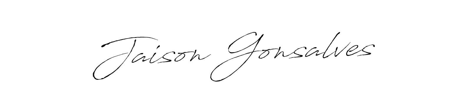 The best way (Antro_Vectra) to make a short signature is to pick only two or three words in your name. The name Jaison Gonsalves include a total of six letters. For converting this name. Jaison Gonsalves signature style 6 images and pictures png