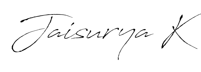 Enhance your business communications with Jaisurya K signature in Antro_Vectra lettering. Clean, modern, and universally compatible. Jaisurya K signature style 6 images and pictures png