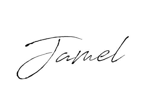 Use a signature maker to create a handwritten signature online. With this signature software, you can design (Antro_Vectra) your own signature for name Jamel. Jamel signature style 6 images and pictures png