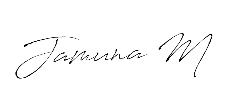 You should practise on your own different ways (Antro_Vectra) to write your name (Jamuna M) in signature. don't let someone else do it for you. Jamuna M signature style 6 images and pictures png