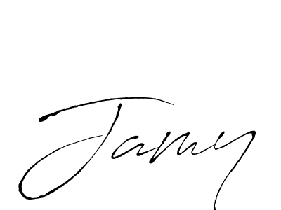 Use a signature maker to create a handwritten signature online. With this signature software, you can design (Antro_Vectra) your own signature for name Jamy. Jamy signature style 6 images and pictures png