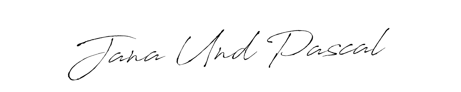 How to make Jana Und Pascal name signature. Use Antro_Vectra style for creating short signs online. This is the latest handwritten sign. Jana Und Pascal signature style 6 images and pictures png