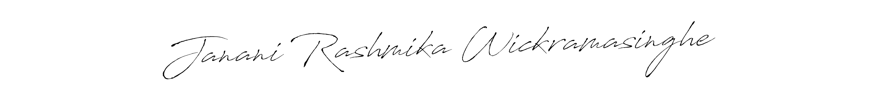 How to make Janani Rashmika Wickramasinghe name signature. Use Antro_Vectra style for creating short signs online. This is the latest handwritten sign. Janani Rashmika Wickramasinghe signature style 6 images and pictures png