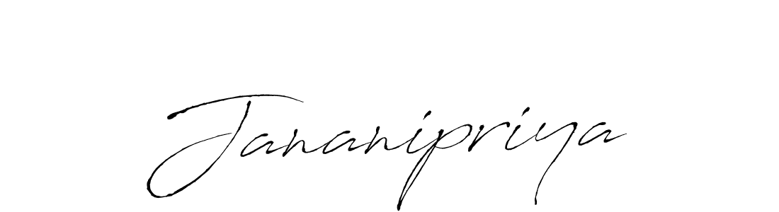 Create a beautiful signature design for name Jananipriya. With this signature (Antro_Vectra) fonts, you can make a handwritten signature for free. Jananipriya signature style 6 images and pictures png