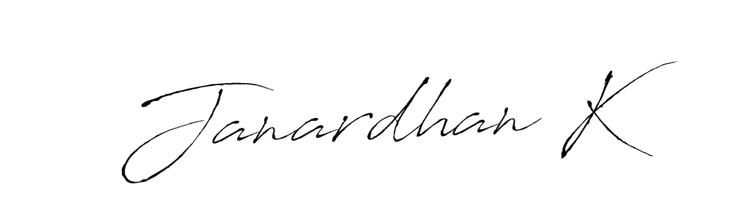 The best way (Antro_Vectra) to make a short signature is to pick only two or three words in your name. The name Janardhan K include a total of six letters. For converting this name. Janardhan K signature style 6 images and pictures png