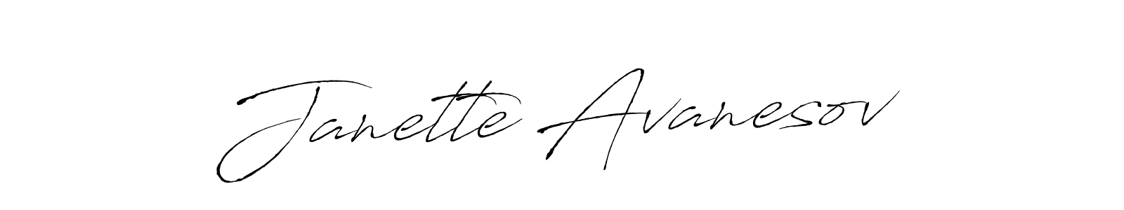 How to make Janette Avanesov name signature. Use Antro_Vectra style for creating short signs online. This is the latest handwritten sign. Janette Avanesov signature style 6 images and pictures png