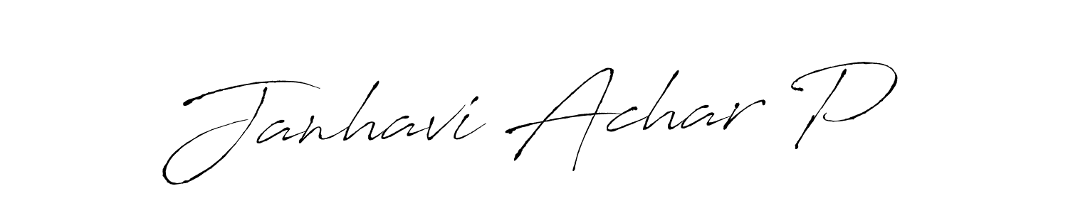 The best way (Antro_Vectra) to make a short signature is to pick only two or three words in your name. The name Janhavi Achar P include a total of six letters. For converting this name. Janhavi Achar P signature style 6 images and pictures png