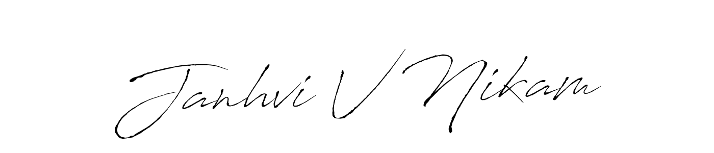 Janhvi V Nikam stylish signature style. Best Handwritten Sign (Antro_Vectra) for my name. Handwritten Signature Collection Ideas for my name Janhvi V Nikam. Janhvi V Nikam signature style 6 images and pictures png