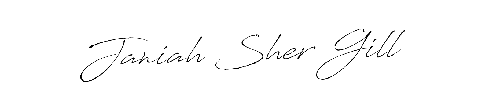Create a beautiful signature design for name Janiah Sher Gill. With this signature (Antro_Vectra) fonts, you can make a handwritten signature for free. Janiah Sher Gill signature style 6 images and pictures png