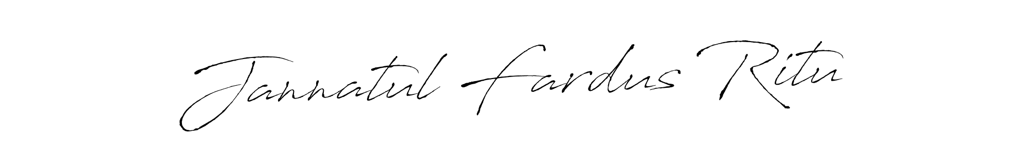 The best way (Antro_Vectra) to make a short signature is to pick only two or three words in your name. The name Jannatul Fardus Ritu include a total of six letters. For converting this name. Jannatul Fardus Ritu signature style 6 images and pictures png