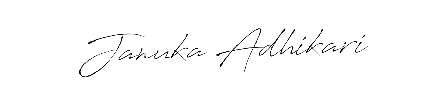 if you are searching for the best signature style for your name Januka Adhikari. so please give up your signature search. here we have designed multiple signature styles  using Antro_Vectra. Januka Adhikari signature style 6 images and pictures png
