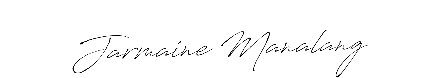 Antro_Vectra is a professional signature style that is perfect for those who want to add a touch of class to their signature. It is also a great choice for those who want to make their signature more unique. Get Jarmaine Manalang name to fancy signature for free. Jarmaine Manalang signature style 6 images and pictures png