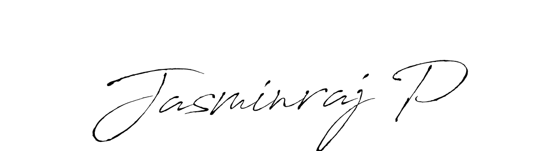 Jasminraj P stylish signature style. Best Handwritten Sign (Antro_Vectra) for my name. Handwritten Signature Collection Ideas for my name Jasminraj P. Jasminraj P signature style 6 images and pictures png