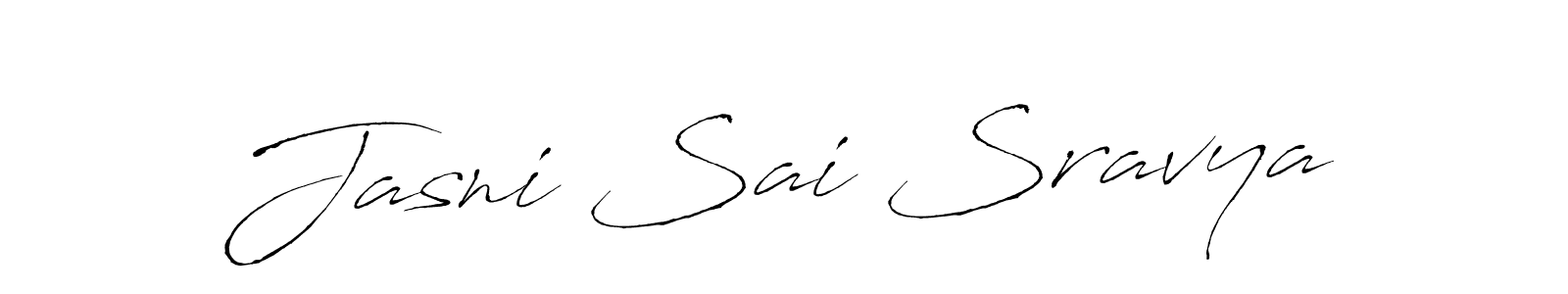 How to make Jasni Sai Sravya name signature. Use Antro_Vectra style for creating short signs online. This is the latest handwritten sign. Jasni Sai Sravya signature style 6 images and pictures png