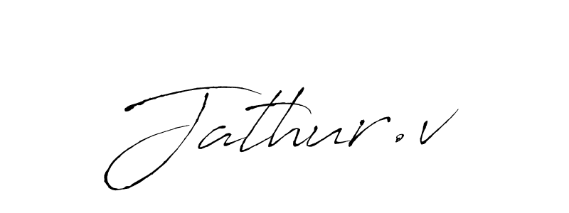 Make a beautiful signature design for name Jathur.v. With this signature (Antro_Vectra) style, you can create a handwritten signature for free. Jathur.v signature style 6 images and pictures png