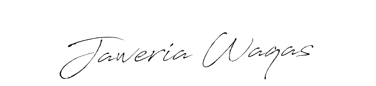 How to make Jaweria Waqas name signature. Use Antro_Vectra style for creating short signs online. This is the latest handwritten sign. Jaweria Waqas signature style 6 images and pictures png