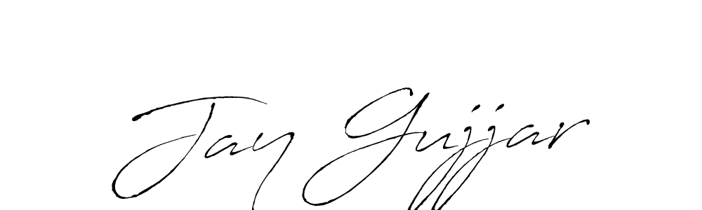 How to make Jay Gujjar name signature. Use Antro_Vectra style for creating short signs online. This is the latest handwritten sign. Jay Gujjar signature style 6 images and pictures png