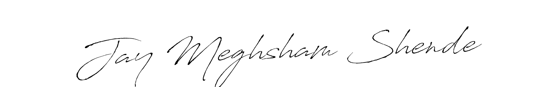 This is the best signature style for the Jay Meghsham Shende name. Also you like these signature font (Antro_Vectra). Mix name signature. Jay Meghsham Shende signature style 6 images and pictures png