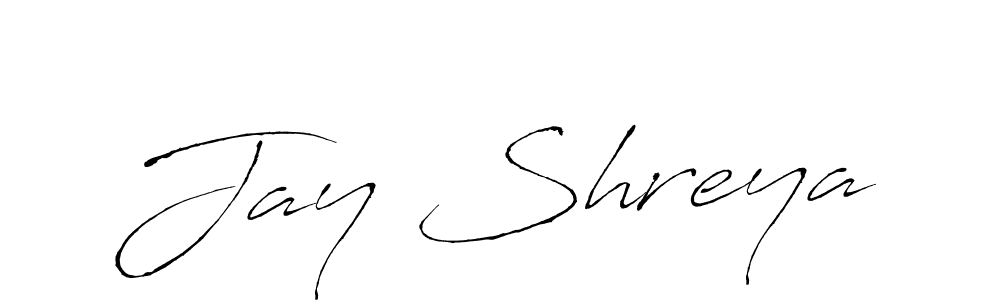 How to make Jay Shreya name signature. Use Antro_Vectra style for creating short signs online. This is the latest handwritten sign. Jay Shreya signature style 6 images and pictures png