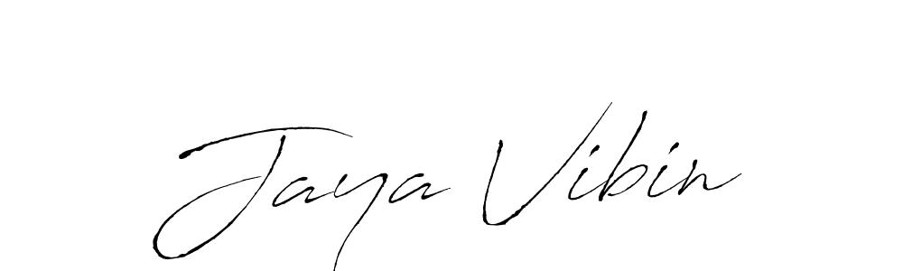 How to make Jaya Vibin name signature. Use Antro_Vectra style for creating short signs online. This is the latest handwritten sign. Jaya Vibin signature style 6 images and pictures png