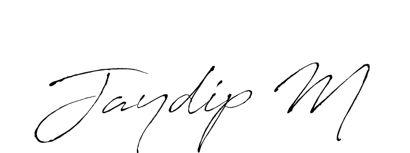 Jaydip M stylish signature style. Best Handwritten Sign (Antro_Vectra) for my name. Handwritten Signature Collection Ideas for my name Jaydip M. Jaydip M signature style 6 images and pictures png