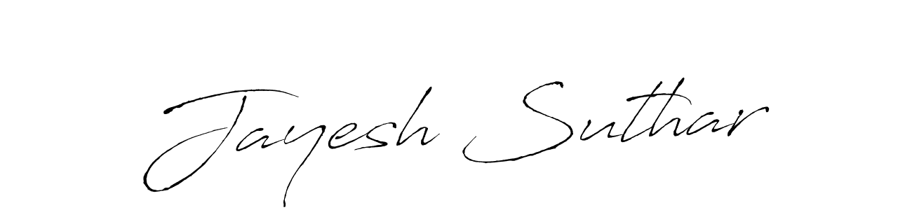 How to make Jayesh Suthar name signature. Use Antro_Vectra style for creating short signs online. This is the latest handwritten sign. Jayesh Suthar signature style 6 images and pictures png