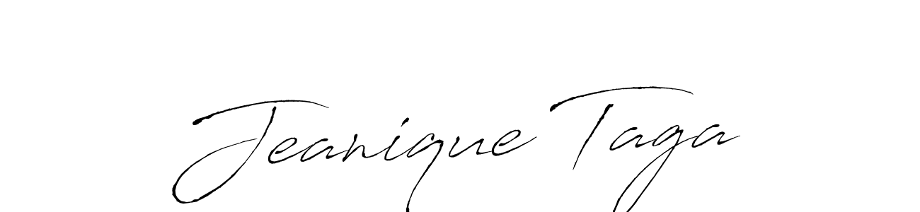 Make a beautiful signature design for name Jeanique Taga. With this signature (Antro_Vectra) style, you can create a handwritten signature for free. Jeanique Taga signature style 6 images and pictures png