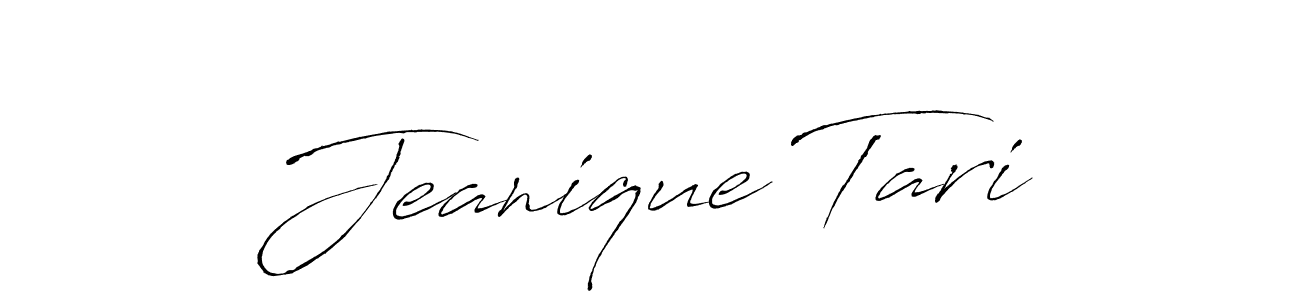 Make a beautiful signature design for name Jeanique Tari. With this signature (Antro_Vectra) style, you can create a handwritten signature for free. Jeanique Tari signature style 6 images and pictures png