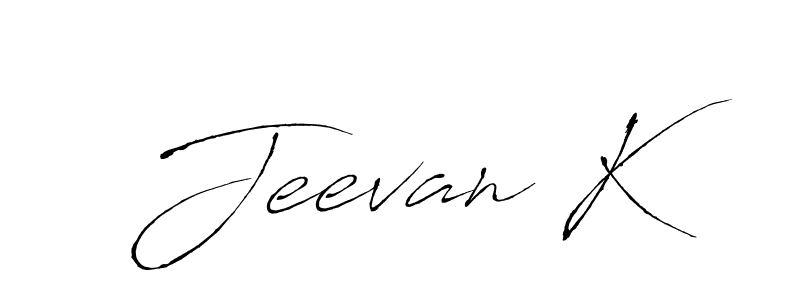 The best way (Antro_Vectra) to make a short signature is to pick only two or three words in your name. The name Jeevan K include a total of six letters. For converting this name. Jeevan K signature style 6 images and pictures png