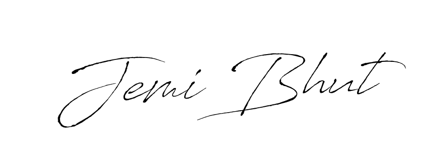 How to make Jemi Bhut name signature. Use Antro_Vectra style for creating short signs online. This is the latest handwritten sign. Jemi Bhut signature style 6 images and pictures png