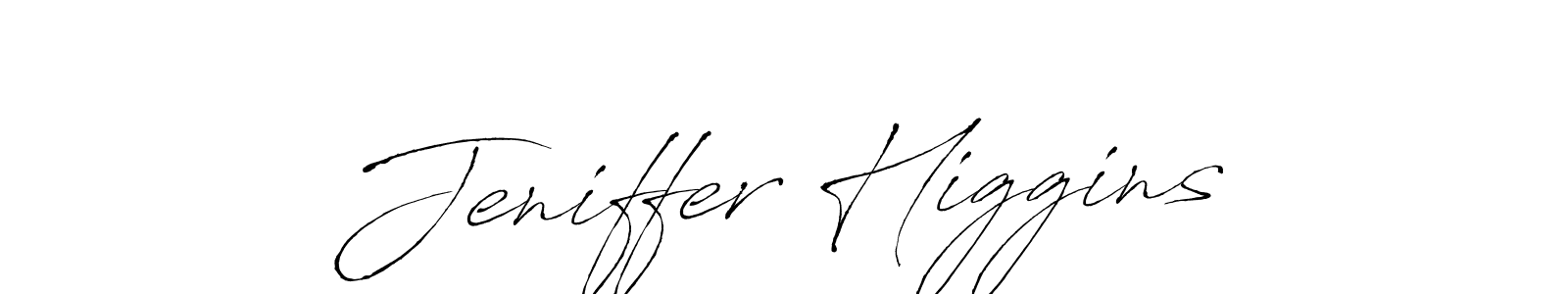 How to make Jeniffer Higgins name signature. Use Antro_Vectra style for creating short signs online. This is the latest handwritten sign. Jeniffer Higgins signature style 6 images and pictures png