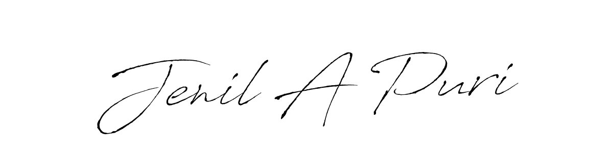 Create a beautiful signature design for name Jenil A Puri. With this signature (Antro_Vectra) fonts, you can make a handwritten signature for free. Jenil A Puri signature style 6 images and pictures png