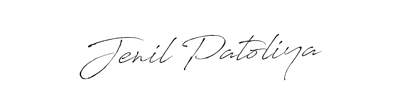 How to make Jenil Patoliya name signature. Use Antro_Vectra style for creating short signs online. This is the latest handwritten sign. Jenil Patoliya signature style 6 images and pictures png