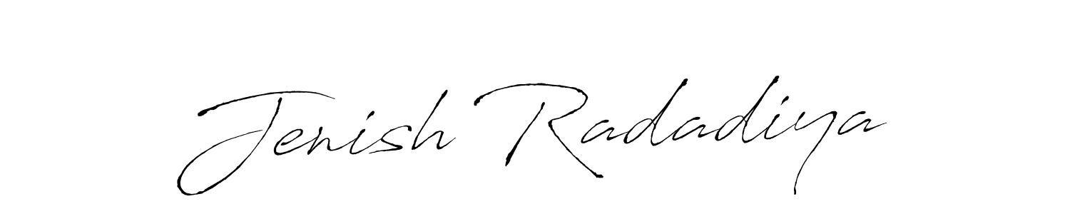 How to make Jenish Radadiya name signature. Use Antro_Vectra style for creating short signs online. This is the latest handwritten sign. Jenish Radadiya signature style 6 images and pictures png