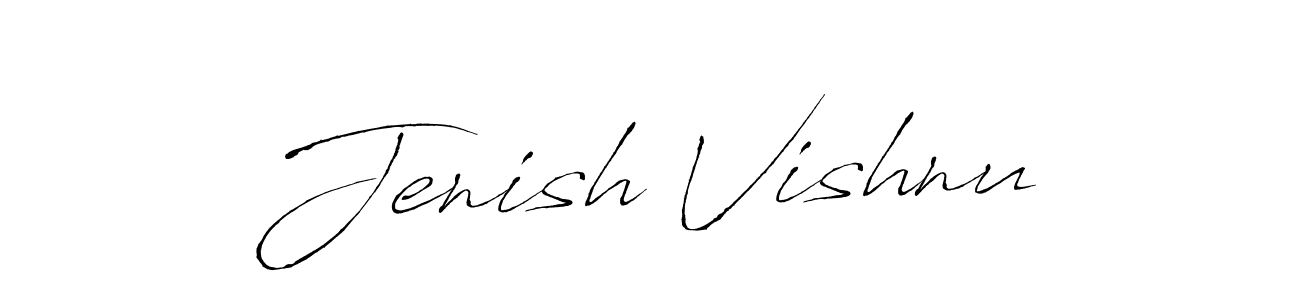 Make a beautiful signature design for name Jenish Vishnu. With this signature (Antro_Vectra) style, you can create a handwritten signature for free. Jenish Vishnu signature style 6 images and pictures png
