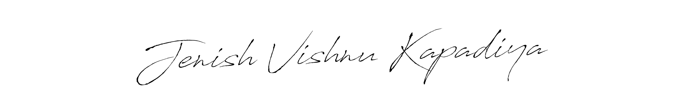 How to make Jenish Vishnu Kapadiya name signature. Use Antro_Vectra style for creating short signs online. This is the latest handwritten sign. Jenish Vishnu Kapadiya signature style 6 images and pictures png