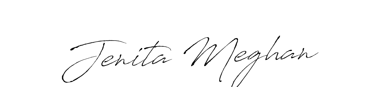 Antro_Vectra is a professional signature style that is perfect for those who want to add a touch of class to their signature. It is also a great choice for those who want to make their signature more unique. Get Jenita Meghan name to fancy signature for free. Jenita Meghan signature style 6 images and pictures png